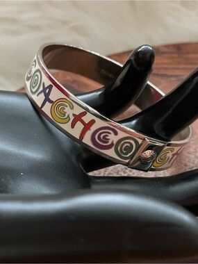 COACH Y2K White Enamel Graffiti Bangle Bracelet